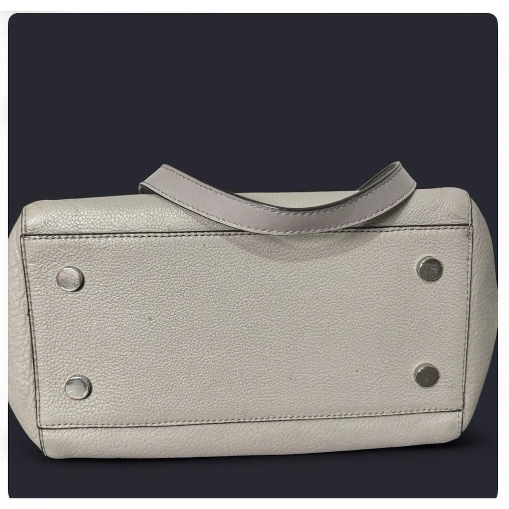 Michael Kors Pebbled‎ Leather Tote Shoulder Bag Grey Beige Office Quiet Luxury